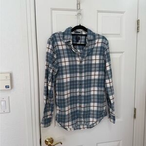 J Crew Factory Blue Plaid Men's Flannel